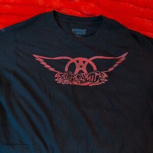 Graphic Crewneck T-Shirt - Black with Red Logo